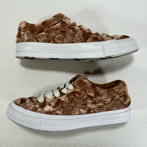 Converse One Star x Golf Le Fleur OX Brown Sugar Quilted Velvet Sneakers Size 7 - Picture 7 of 10